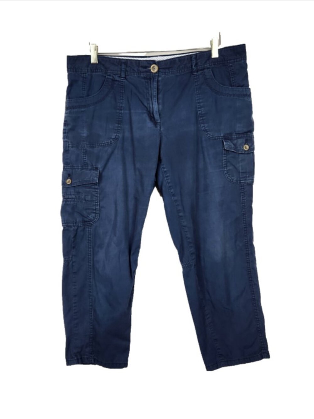 Tommy Hilfiger Cargo Crop Capri Pants Women's 14 Blue Y2K Retro Mid Rise Cotton